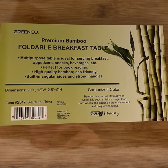 Foldable bamboo breakfast table - Picture 2 of 6